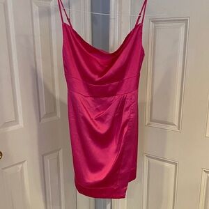 Showpo Vibrant Pink Satin Dress